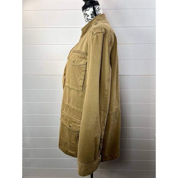 VTG Gap Jacket Large Tan Zip Snap Military Utility Chore Work Gorpcore Unisex - Picture 5 of 13